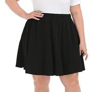 HDE Women's Plus Size Skater Skirt Elastic Waist Pleated Mini Circle Skirts, Black, X-Large