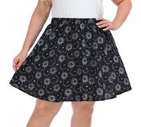 HDE Women's Plus Size Skater Skirt Elastic Waist Pleated Mini Circle Skirts, Celestial Sun, X-Large