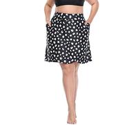 HDE Womens Plus Size Skort Skirt with Bike Shorts Active Golf Swim Skirt Pockets, Black Daisy, 22 Plus