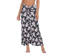 HDE Womens Ruched Stretch Maxi Skirt Drawstring Convertible Dress Beach Cover Up, Black Aloha, Medium