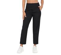 HDE Women's Travel Pants High Waist Stretch Work Golf Hiking Pant with Pockets, Black, 4