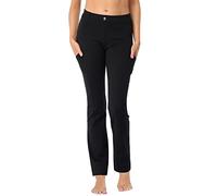 HDE Yoga Dress Pants for Women Straight Leg Pull On Pants with 8 Pockets, Black, Medium Long