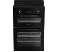 HDE6IDC2B1 Multiflow 60cm Electric Induction Cooker, Freestanding Double Oven, Induction Hob, Multiflow Technology, Catalytic Liners, Fast Heat, Black