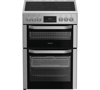 HDE6VDCAX 60cm Freestanding Electric Cooker with Ceramic Hob - Stainless Steel, Double Oven, Multifunctional, Easy Clean Enamel