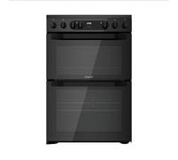 HDEU67V9C2B/UK 60cm Electric Cooker, Double Oven with Ceramic Hob, Freestanding, Fan-Assisted, Easy Clean Enamel, Multifunction Oven, Black - E Rated
