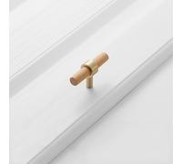 HDEYRSX 1 Pack Cupboard Handles Kitchen Cabinet Doors Handles T Bar Knobs Wardrobe Pull Handle Wooden Drawer Handles for Bedroom Furniture Dresser,Includes Screws (Wood,Single-Hole)