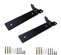 HDEYRSX 2 Pack Floating Shelf Brackets,Heavy Duty Iron Metal Shelves Support Brackets,Wall Mounted Shelf Bracket Farmhouse Furniture Decorations Hardware Included (25cm,Black)