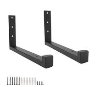 HDEYRSX 2 Pack Scaffold Board Shelf Brackets with Lips,Heavy Duty Floating Shelf Support Wall Mounted Metal Shelve Brackets for Storage & Home Décor,with Screws,Black (15cm)