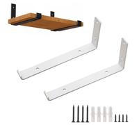 HDEYRSX 2 Pack Wall Mounted Shelf Brackets Floating Shelve Brackets Supports with Lip,Metal L Shape Right Angle Corner Bracket for Scaffold Board with Screw (15cm,White)