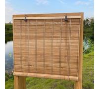 HDEYRSX Bamboo Roller Blinds Window Roll Up Blinds Sun Shade Curtain Light Filtering Breathable Sunscreen Privacy Roman Shades for Outdoor Garden Patio Balcony Custom (50cm x 160cm)