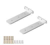 HDEYRSX Pack of 2 Floating Shelf Brackets,Invisible L Shaped Support Brackets,Hidden Wall Mounted Shelf Brackets,Heavy Duty Metal for Storage Shelf,Bookshelf,with Screws (200mm,White)