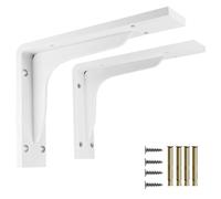 HDEYRSX Pack of 2 Floating Shelf Brackets,Wall Mounted Support Brackets Metal Scaffold Board Heavy Duty Right Angle Corner Brace for Storage Shelf,Bookshelf,with Screws (240mm,White)