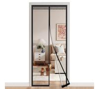 HDEYRSX Thermal Insulated Door Curtain Transparent Windproof Door Cover to Keep Warm in Winter Cool in Summer for Room Home Kitchen,Automatically Close,Self-Adhesive (Black,190cm x 220cm)