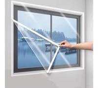 HDEYRSX Window Insulation Film Kit,Thermal Control for Summer & Winter,Heat Blocking,Waterproof,Easy to Open for Ventilation,Reusable,with Self-Adhesive Tape,Custom (200cm x 150cm,White)