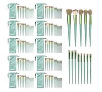 HDFCLUP 10 Sets Makeup Brushes with 13 Travel-Size Brushes & Pouch, Professional Mini Face Brush Set for Daily Makeup, Parties, Travel（10pc，green）