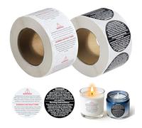 HDFCLUP 1000 Warning Labels - 1 Roll Black & 1 Roll White Premium Label, Essential Wax Melt Warning Labels, Candle Making Supplies