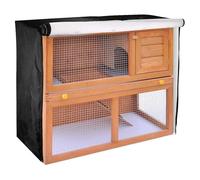 HDFGB Rabbit Hutch Cover, Universal Double Hutches Cover 48 Inch Waterproof Thermal Cage Cover Rabbit Hutches Cover for Outdoor Small Animal Outdoor Pens & Hutches,Black