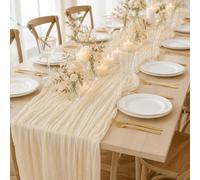 HDFHDF 1 Pack Cheesecloth Table Runner Bohemian Gauze Fold 90*300cm | Half Transparent Gauze Autumn and Winter Decoration Home Dining Table Decoration Birthday Wedding Banquet Party Baby Shower