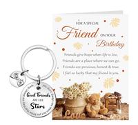 HDFHDF 1 PCS Friend Birthday Card Friendship Keychain with Envelope Sending Friends Girlfriend a Romantic Commemorative Significance