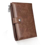 HDFHDF 1 PCS Ladies' Leather Wallet Oil Wax Skin Multi Functional Zipper Change Certificate Storage Bags, Large Capacity Card Slot, Passport Bag, Plane Ticket Clip（Coffee Color）
