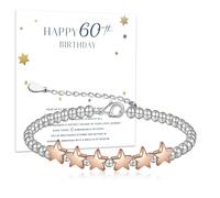 HDFHDF 1 PCS Personalised Bracelets for Women Adjustable Birthday Gift with Card Silver-Plated Rose Venus 40th、50th、60th Sending Mom, Daughter, Good Friend, Wife, Girlfriend Sisters Meaningful (60th)