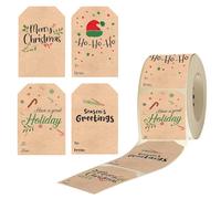 HDFHDF 1 Roll of 300 Sheets Christmas Stickers Decorative Gifts Adhesive Sticker Label Packaging Greeting Cards, Envelopes, Paper Bags, Handwritten Blessings Available Brown 7.5 * 5cm