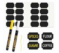 HDFHDF 144 Stickers, Spice Stickers, Spice Labels, Self-Adhesive Kitchen Items, Stickers, Black Foreign Label with Two Pens Jam Glass Spice Bottle