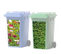 HDFHDF 2 PCS Bin Stickers for Wheelie Bins Pastable Environmentally Friendly Green Leaf Flower Pattern Sticker Outdoor Waterproof and Sun Protection 31 * 70cm
