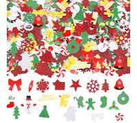 HDFHDF 300 PCS Christmas Foam Stickers Shining Cartoon Decorative Stick Patch Snowman Tree Elk Candy Gift Box Socks Gingerbread Man DIY Handicrafts Self Adhesive Mixed Packaging