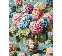 Hdfvlfdsa 11Ct Pre Printed Cross Stitch Kits Hydrangea Pattern in A Vase（16×20Inch for Adults Beginners, DIY Stamped Advanced Embroidery Sewing Starter Kit Needlework Set