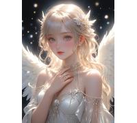 Hdfvlfdsa Counted Cross Stitch Kits for Adults Embroidery Angel Beautiful Girl 11Ct Stamped Cross Stitch Kit Pattern Embroidery Kit Pre-Printed Fabric Home Decor Adult Craft Kits 40X50cm