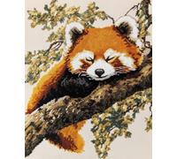 Hdfvlfdsa Cross Stitch Kits, Red Panda 30X40Cm (11.8X15.7In) Easy Patterns Embroidery Kit Supplies, Stamped Options for Adults Beginners (Stamped)