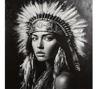 Hdfvlfdsa DIY Cross Stitch Kits for Beginners,American Native Indian Woman(16×16Inch 11Ct Counted Needlework Kits for Adults,Stamped Cross Stitch Kit with Printed,Hand Embroidery Kits for Home Wall D