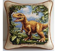 Hdfvlfdsa Printed Cushion Covers Cross Stitch Kits, Dinosaur 17.7X17.7In(45X45Cm) DIY Needlework Kit Embroidery Pillow Canvas Cushion Cross Stitch Pillowcase