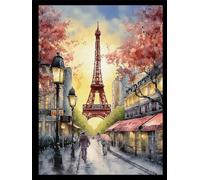 Hdfvlfdsa Stamped Cross Stitch Kits Paris Street Scene On A Rainy Day 11Ct Pre-Printed Fabric Home Decor Stamped Patterns Starter Kits for Beginner Adults 40X50Cm