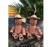 hdg Set of 2 Clay Terracotta Flower Pot Men Bill & Ben Style (Small Size)) Garden Ornament