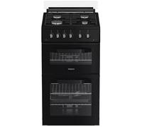 HDG5GCB 50cm Gas Cooker with Double Oven, Gas Hob, Grill, Enamel Interior, Easy Clean, Black