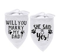 HDGDT Dog Wedding Bandana, Will You Marry My Daddy Dog Bandana，Dog Engagement Announcement, Wedding Photo Prop, Pet Scarf, Pet Accessories (Will You Marry My Daddy&SHE Said YES, 17.71''x24.4'')