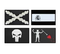 HDGSAFD 4 Pcs National Flag Patches Plastic Patch Embroidery Badge PVC Stickers Reflective Skull Stickers Reusable Stickers Suitable for Clothes, Hats, Backpacks