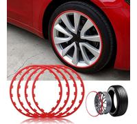 HDGYUA 16-20" Car Rims Edge Trim Protector Wheel Protection Ring Alloy Wheel Edge Ring Rim Protectors Tyres Tire Guard Set of 4 Anti-Scratch Car Refit Trims Kit(Size:20 inch Color:Red)(Red,17 inch)