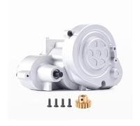 HDGYUA Complete Metal Gearbox Transmission Box with Gear for Axial RBX10 for Ryft 1/10 RC Crawler Car Upgrade Parts with 17T Pinion Brass(Red)(Silver)