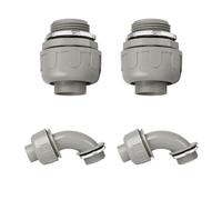 HDHAODA Conduit Connectors, 1 Inch Liquid Tight Connector NPT Non-Metallic for PVC Electrical Flexible Conduit Fittings, 2 Straight and 2 Angle 90 Degree, UL Listed, Grey (4-Pack)