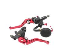 HDHCSCAGH Brake Clutch Levers Universal 7/8" 22mm Motorcycle Clutch Brake Master Cylinder Reservoir Levers Kit Fluid Reservoir Set Grips Clutch Brake(Red Set)