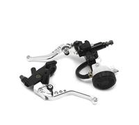 HDHCSCAGH Brake Clutch Levers Universal 7/8" 22mm Motorcycle Clutch Brake Master Cylinder Reservoir Levers Kit Fluid Reservoir Set Grips Clutch Brake(Silver Set)