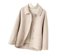Hdhdeueh Womens Coat Short Woolen Jacket Single-Breasted Pocket Wool Outerwear Beige L