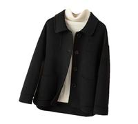 Hdhdeueh Womens Coat Short Woolen Jacket Single-Breasted Pocket Wool Outerwear Black L