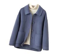 Hdhdeueh Womens Coat Short Woolen Jacket Single-Breasted Pocket Wool Outerwear Blue S