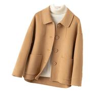 Hdhdeueh Womens Coat Short Woolen Jacket Single-Breasted Pocket Wool Outerwear khaki9 M