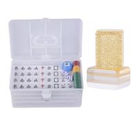 HDICUHNANU Mahjong Set Chinese Crystal Mahjong Set With 144 Engaged Tiles Household Hand With Plastic Box Tablecloth Family Game(Gold,40mm)