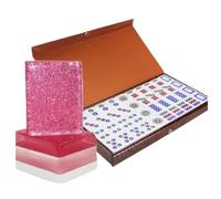 HDICUHNANU Mahjong Set Chinese MahJongg 40 Tile Set Chinese Mahjong Easy To Read Game With Box Family Game(Pink)